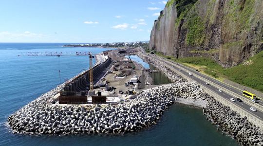 Photos. Vidéos. Chantier Nouvelle Route du Littoral
